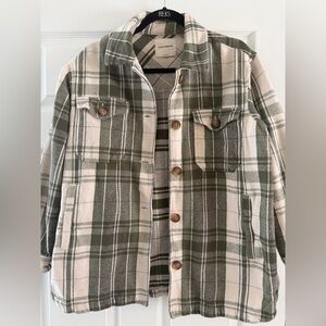 Lucky Brand Green and Cream Plaid Jacket/ Shacket